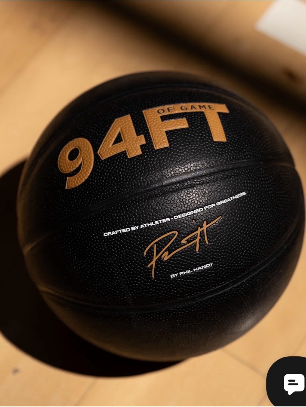 94FT Black & Gold Basketball by Phil Handy HEAVY BALL | BLACK